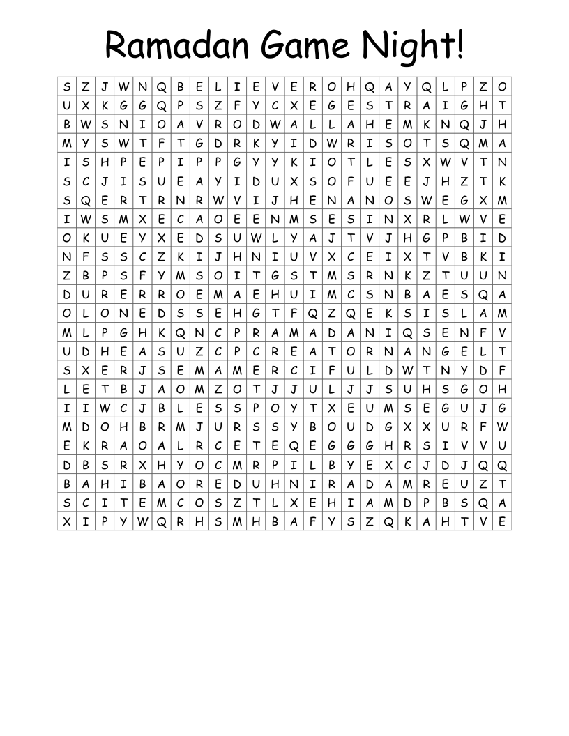 Ramadan Game Night! Word Search