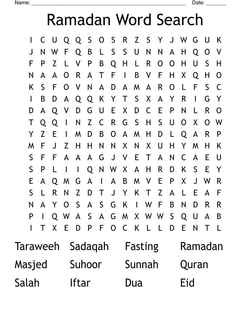 Ramadan Word Search