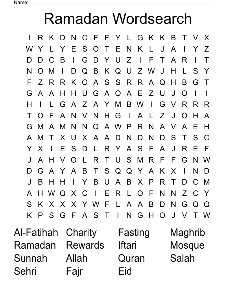 Ramadan Wordsearch