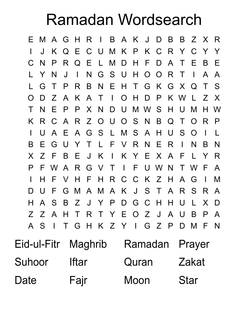 Ramadan Wordsearch
