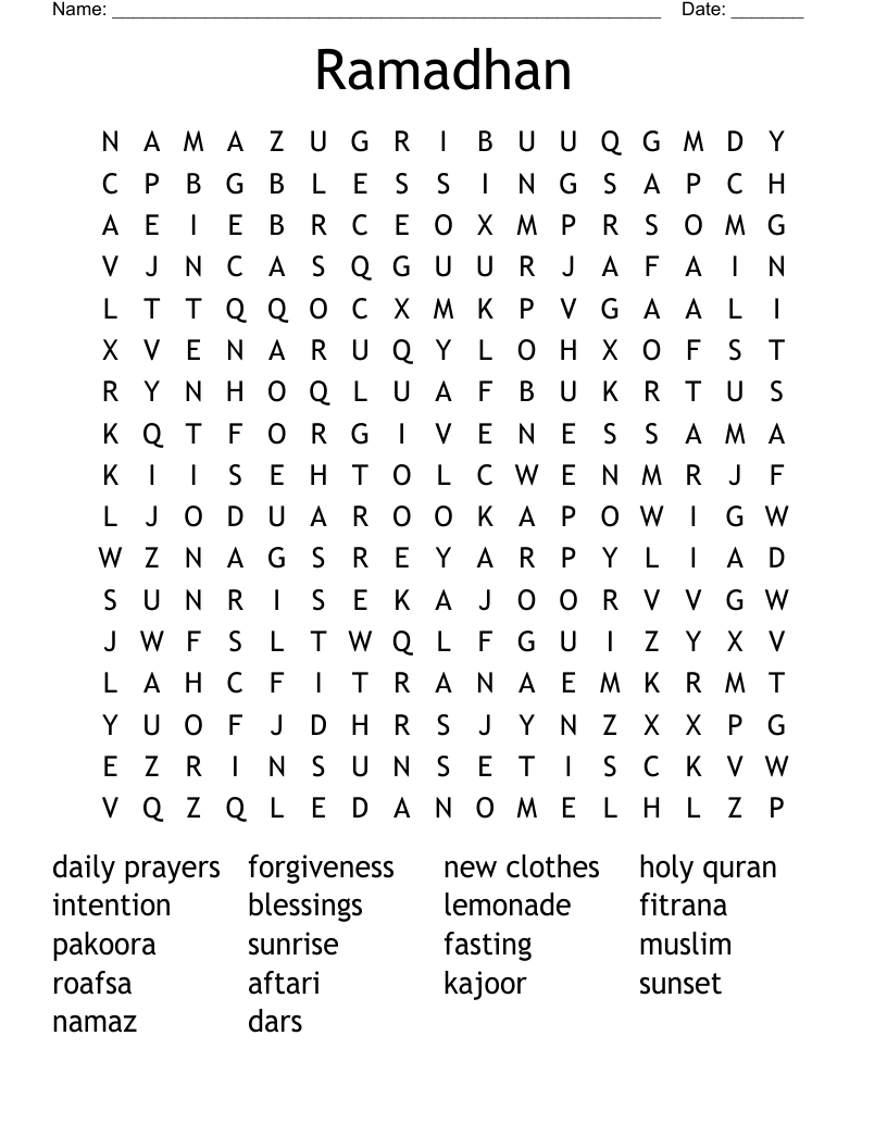 Ramadhan Word Search