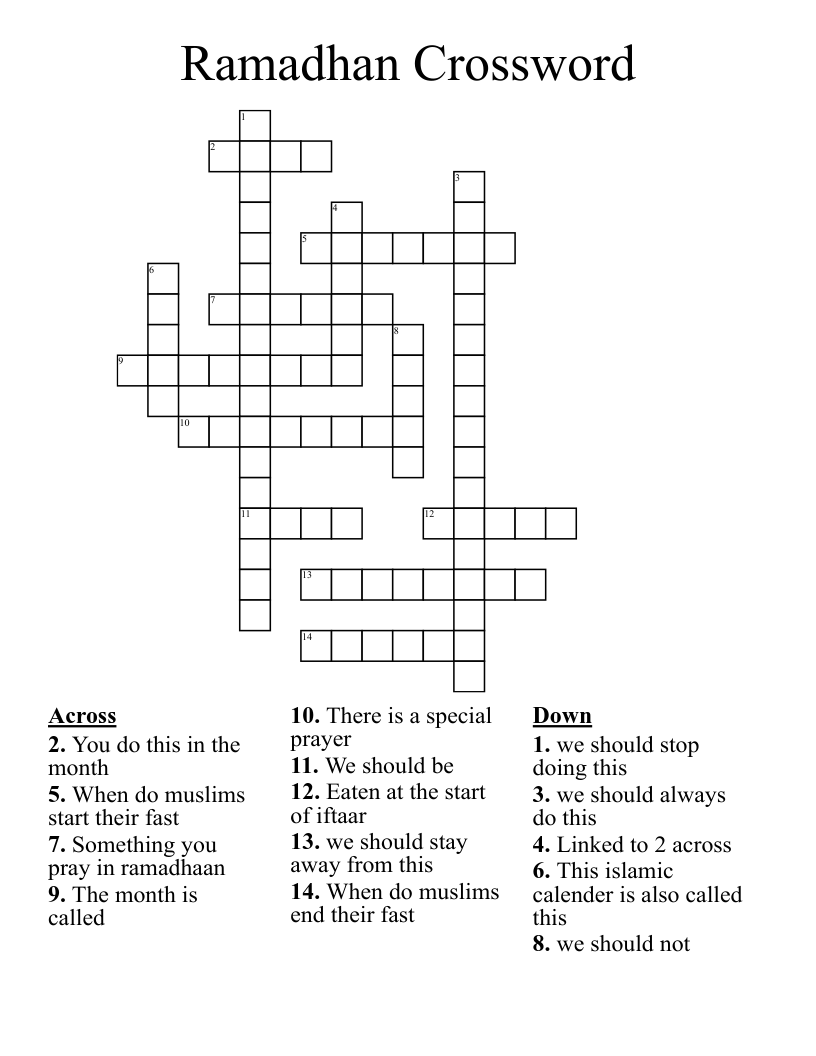 Ramadhan Crossword