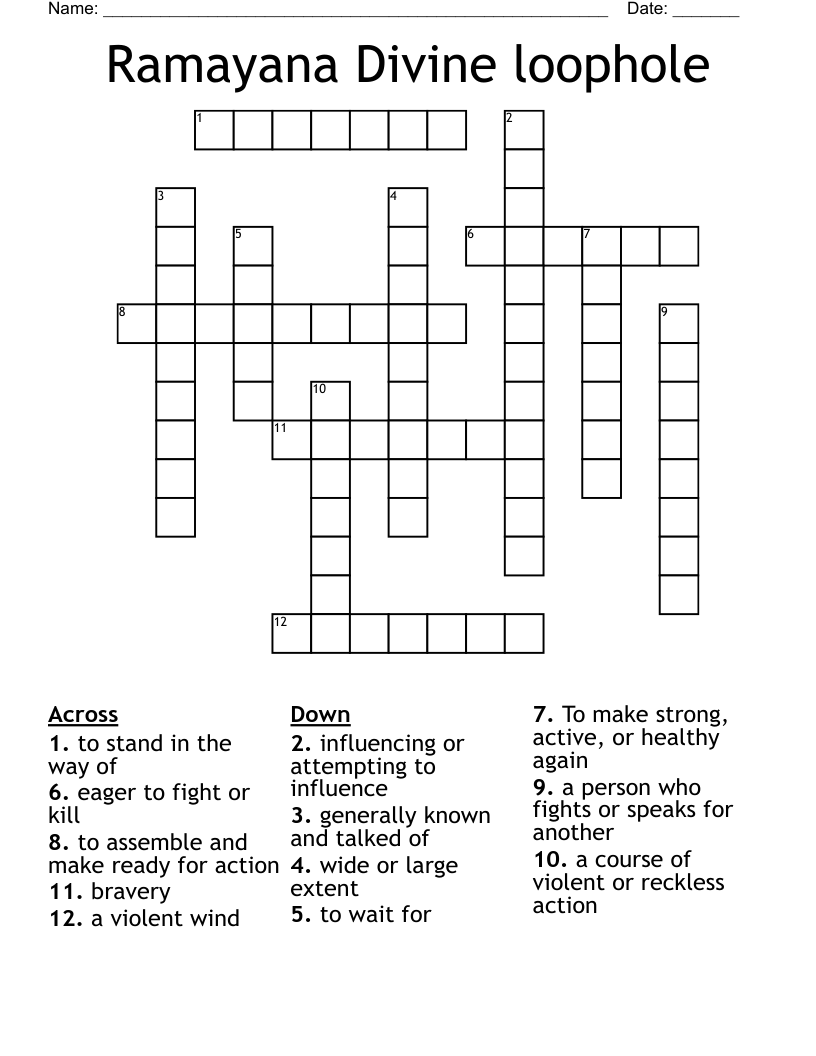 Ramayana Divine loophole Crossword