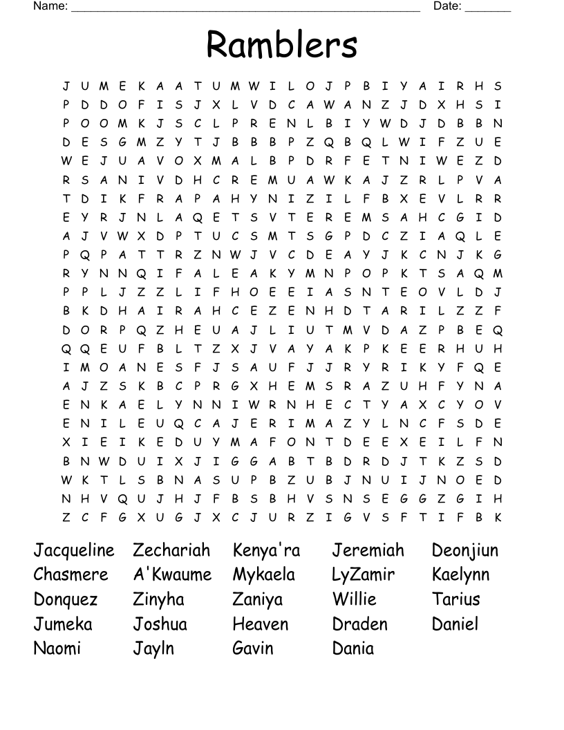 Ramblers Word Search