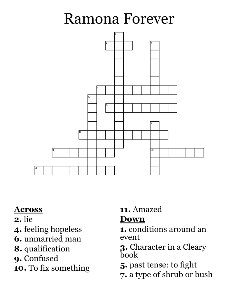 Ramona Forever Crossword