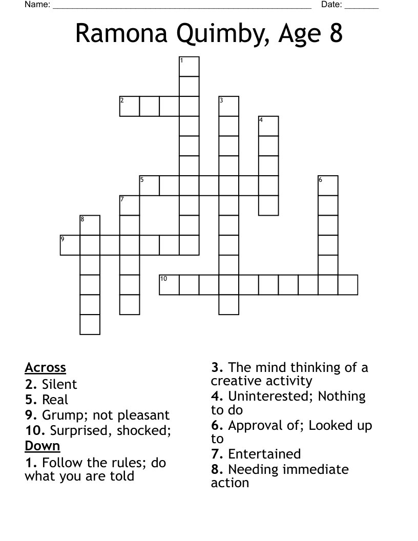 Ramona Quimby, Age 8  Crossword