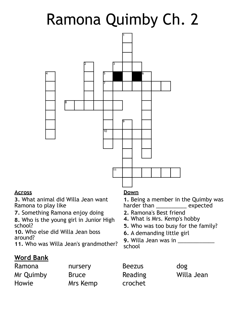 Ramona Quimby Ch. 2 Crossword