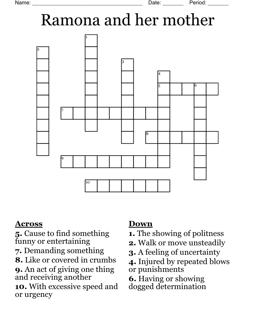 Ramona and her mother Crossword