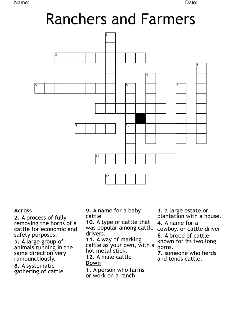 Ranchers and Farmers Crossword