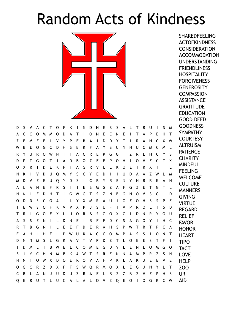 Random Acts of Kindness Word Search