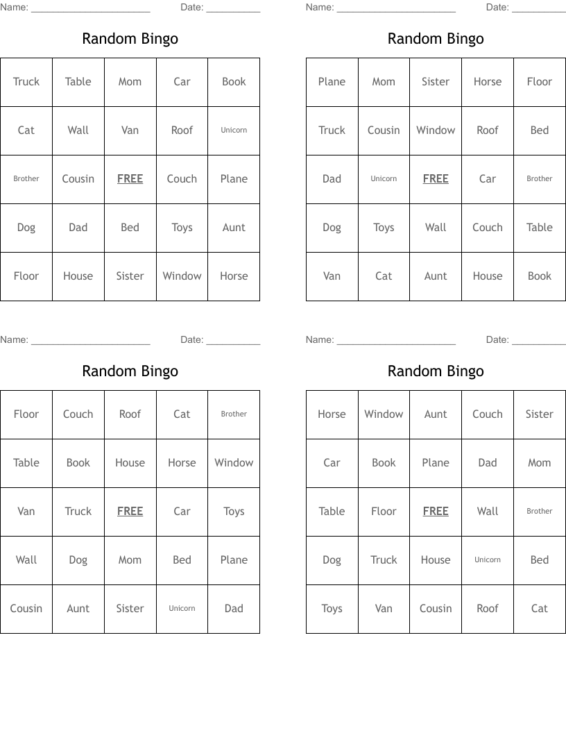 Random Bingo
