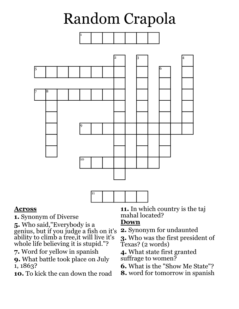 Random Crapola Crossword