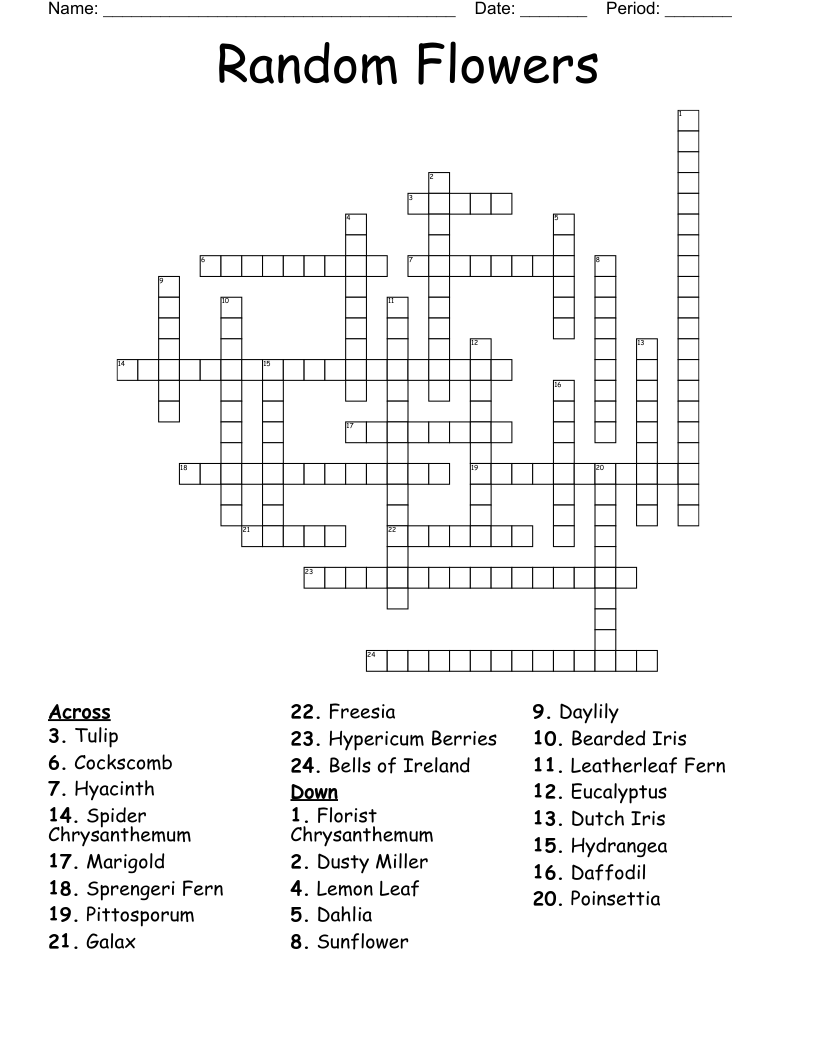 Random Flowers Crossword