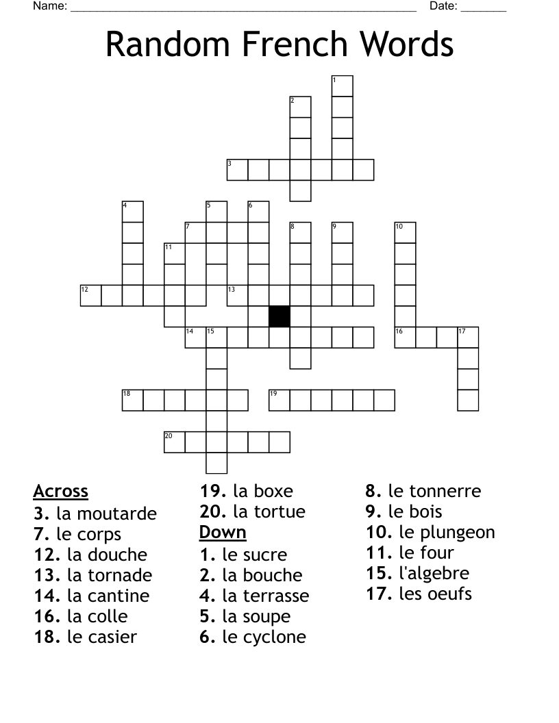 Random French Words Crossword