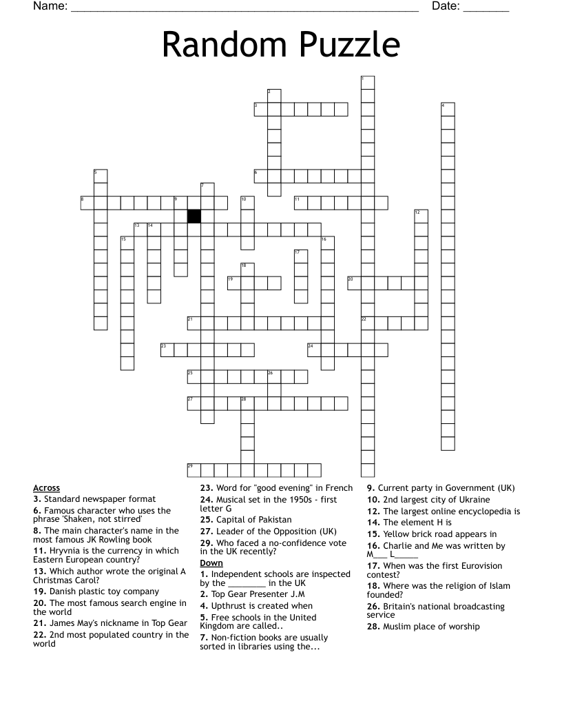 Random Puzzle Crossword