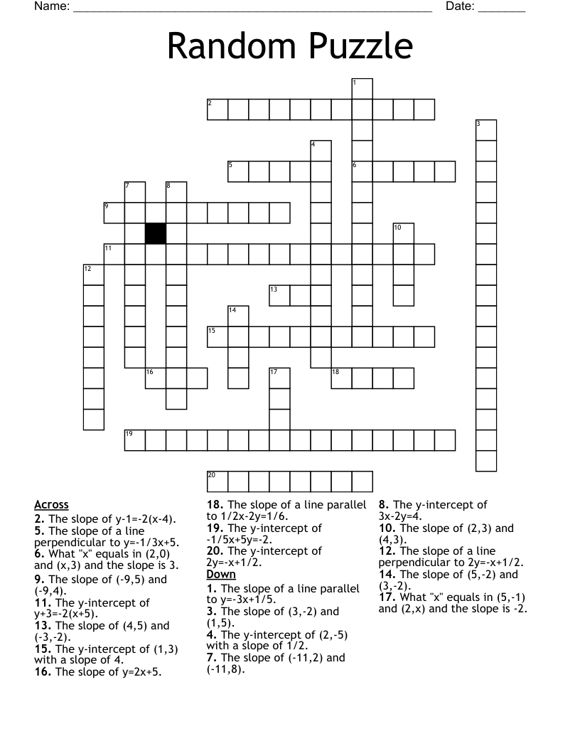 Random Puzzle Crossword