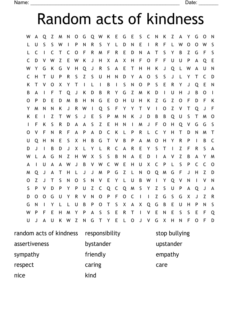Random acts of kindness Word Search