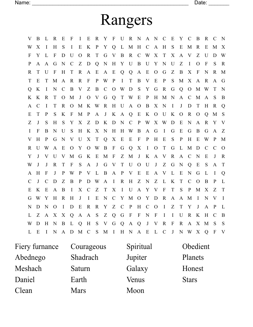 Rangers Word Search