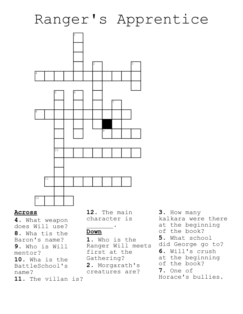 Ranger's Apprentice Crossword