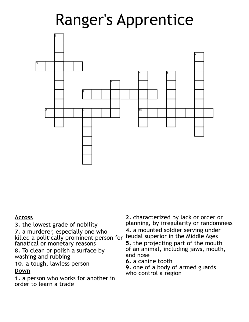 Ranger's Apprentice Crossword