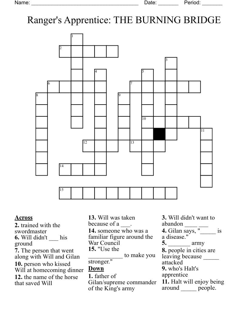 Ranger's Apprentice: THE BURNING BRIDGE  Crossword
