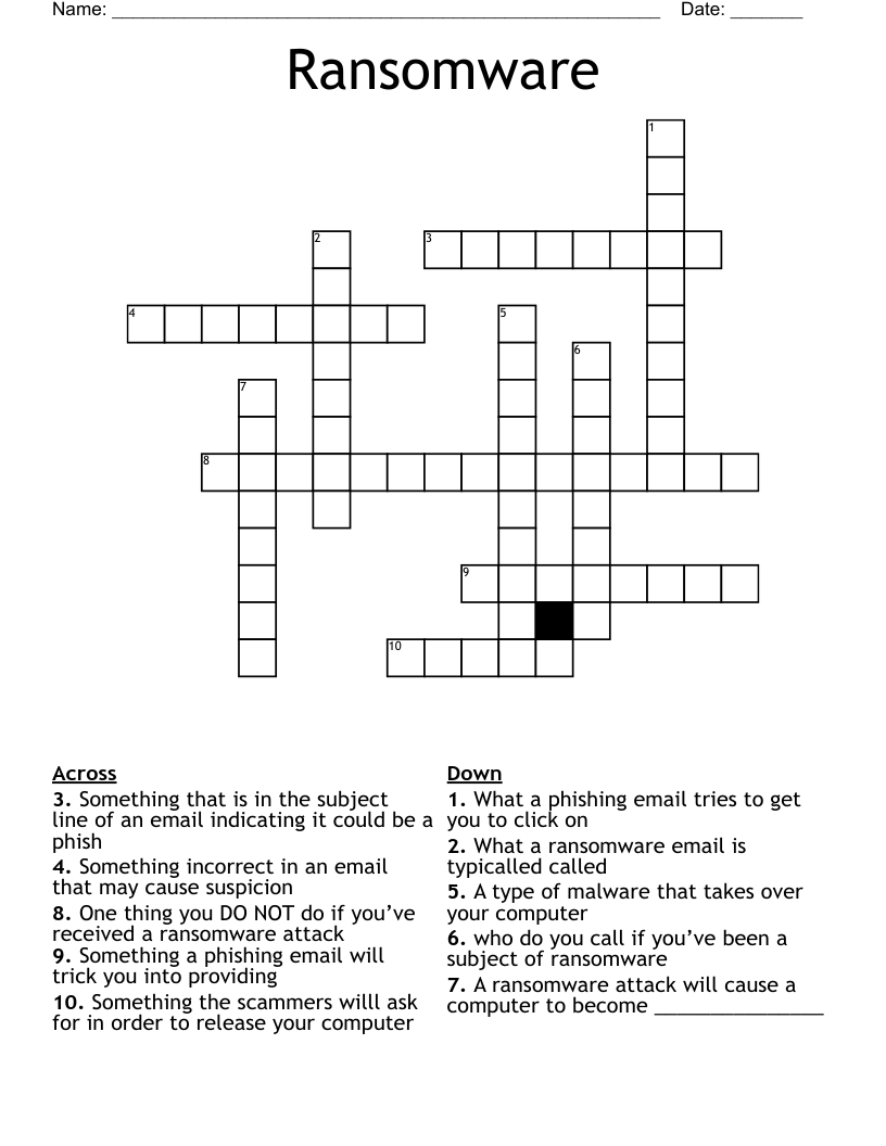 Ransomware Crossword