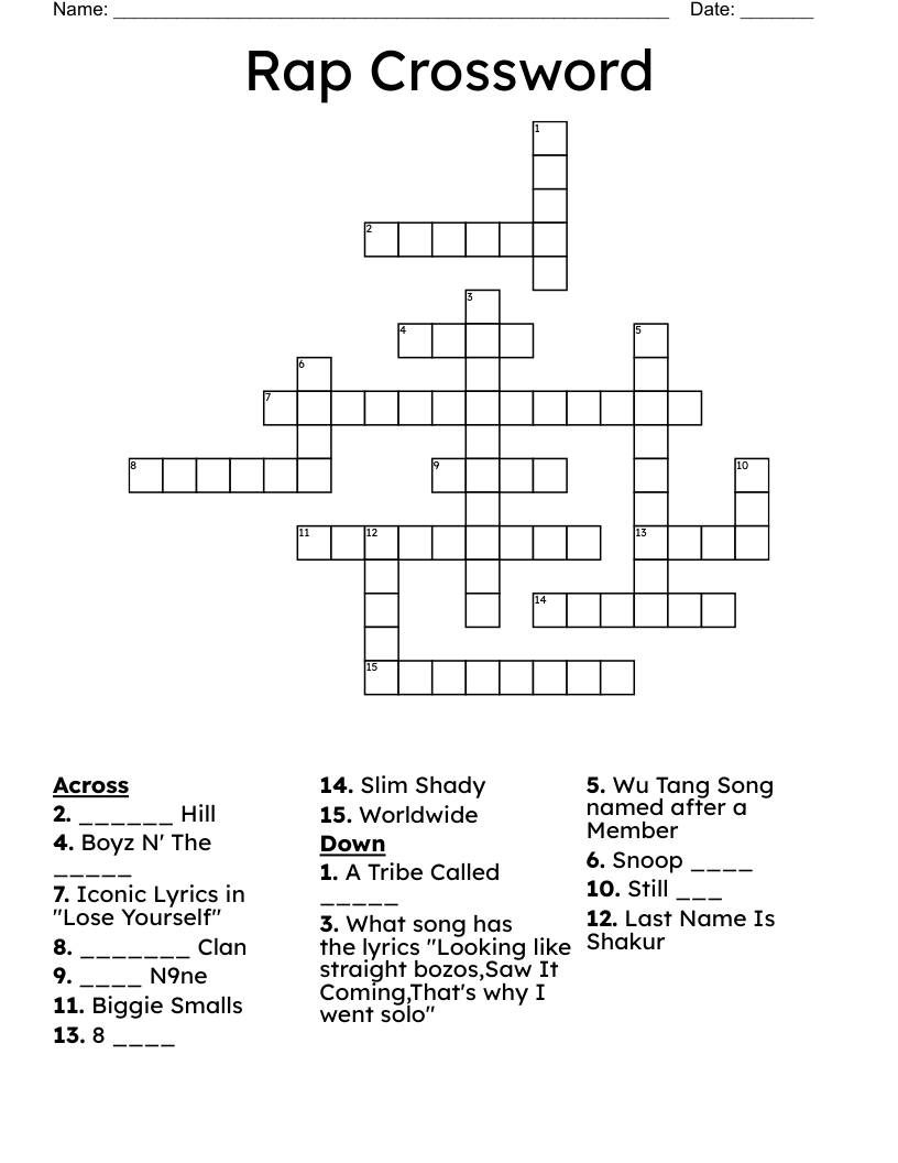 Rap Crossword
