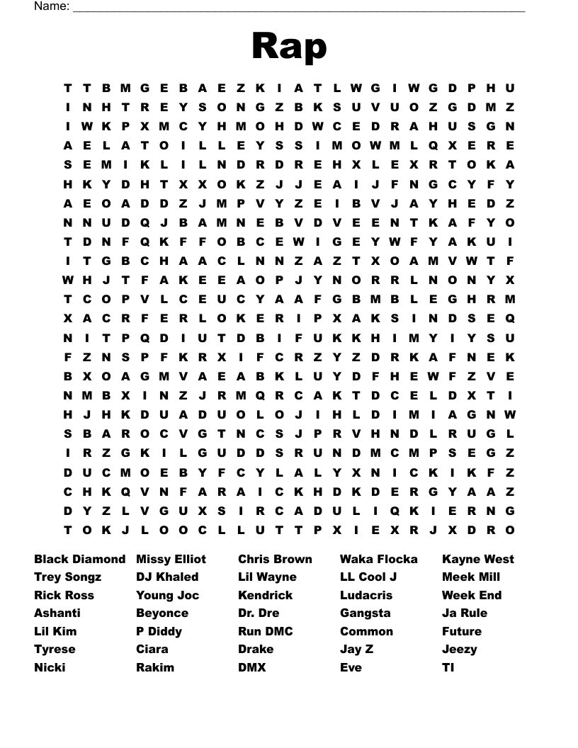 Rap  Word Search