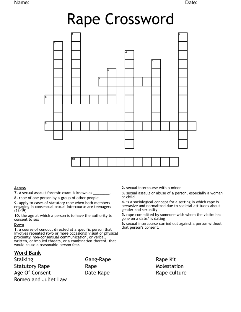 Rape Crossword