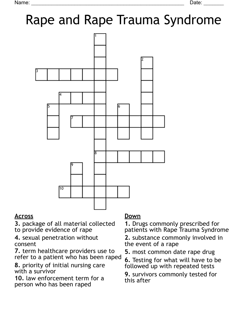 Rape and Rape Trauma Syndrome Crossword