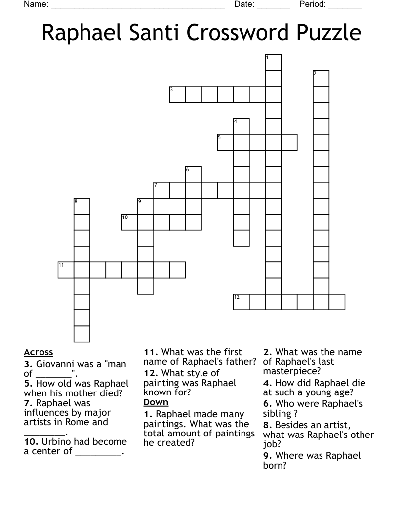 Raphael Santi Crossword Puzzle