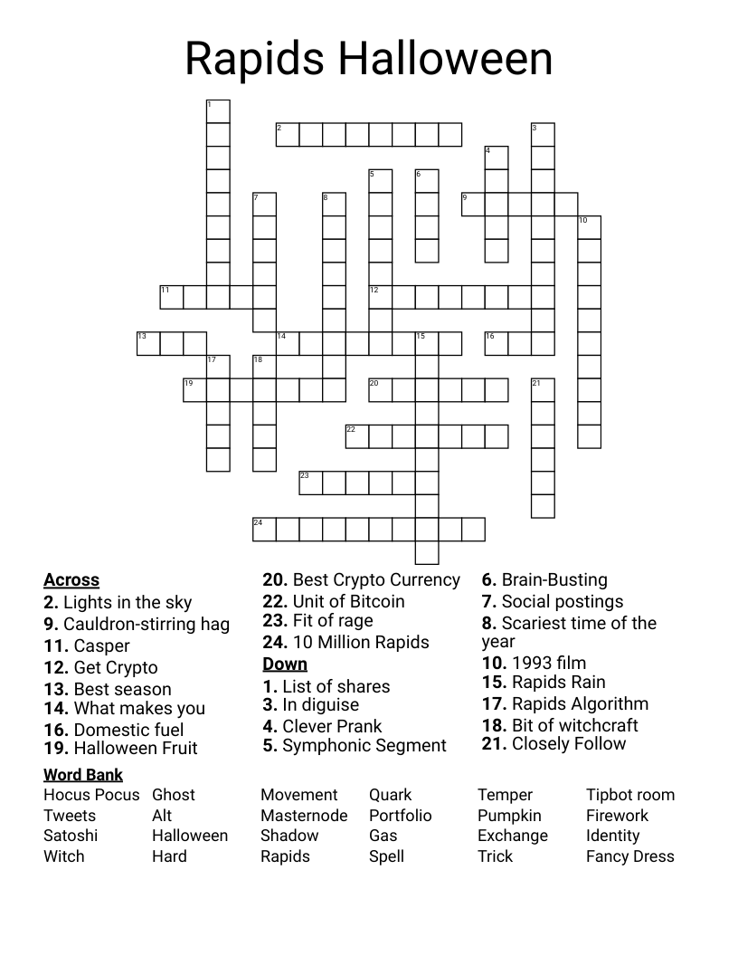 Rapids Halloween Crossword