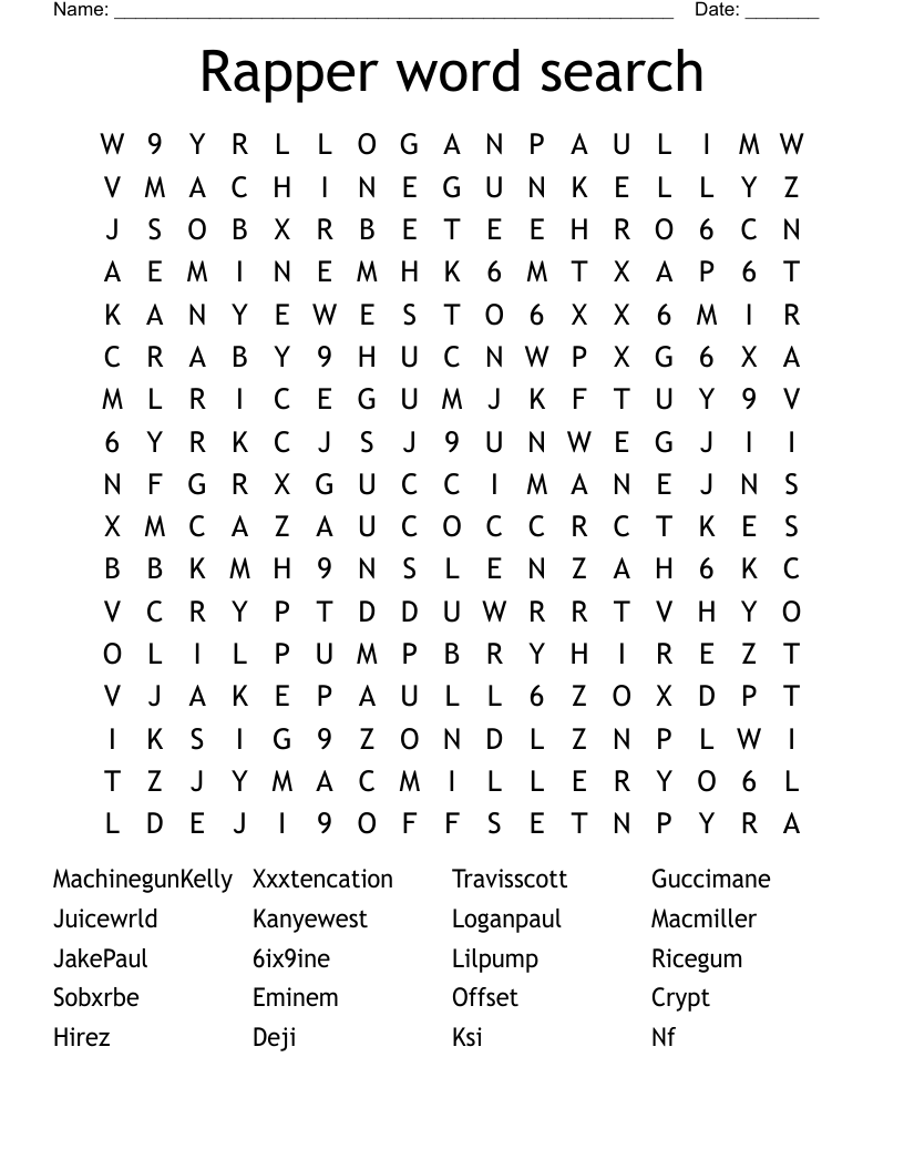 Rapper word search