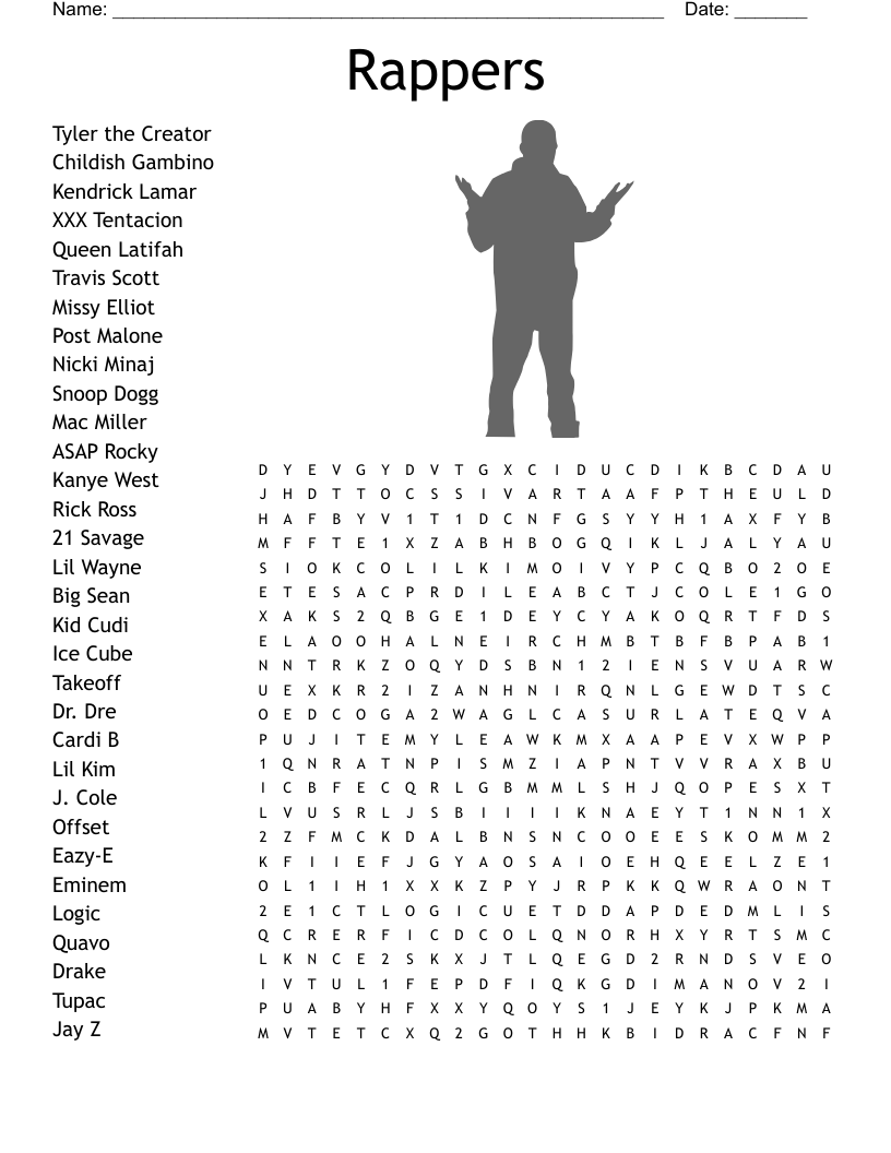 Rappers Word Search