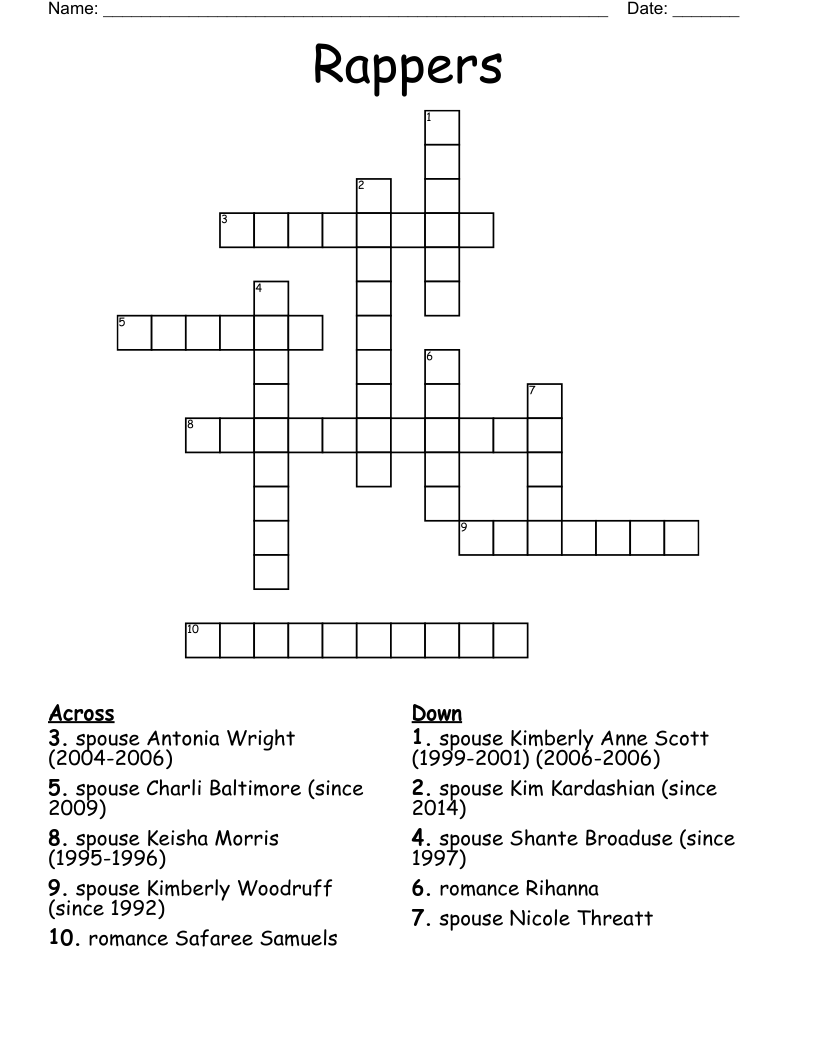 Rappers Crossword