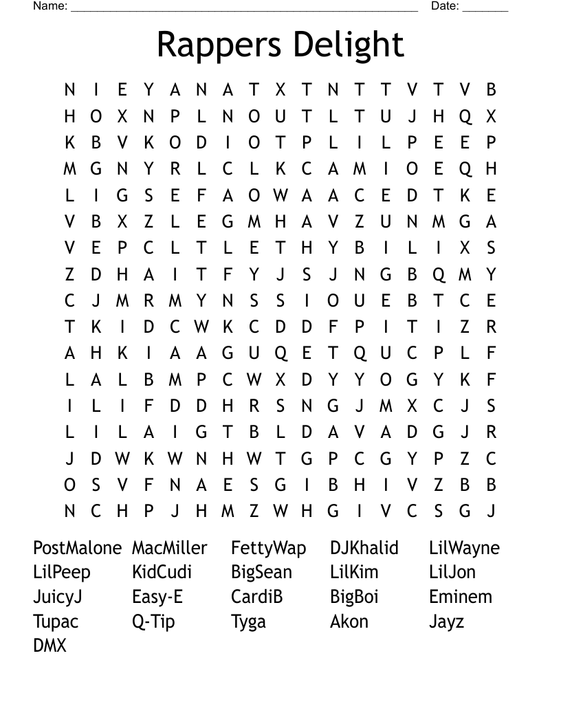 Rappers Delight Word Search