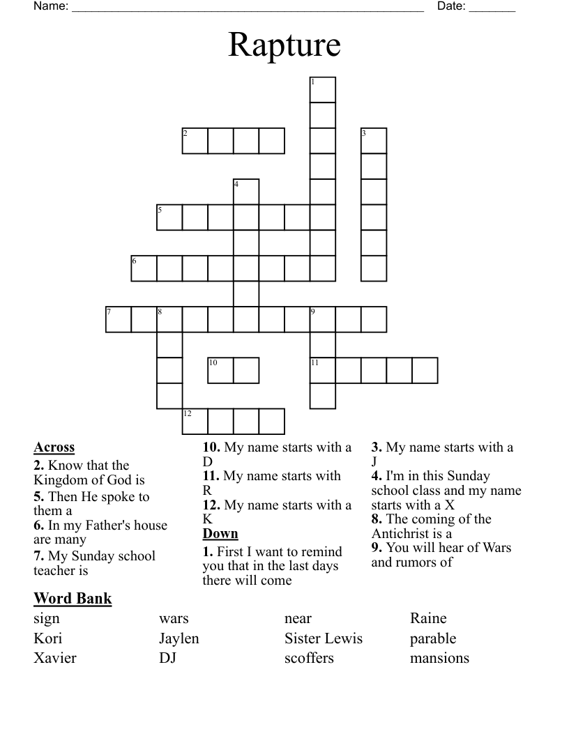 Rapture Crossword