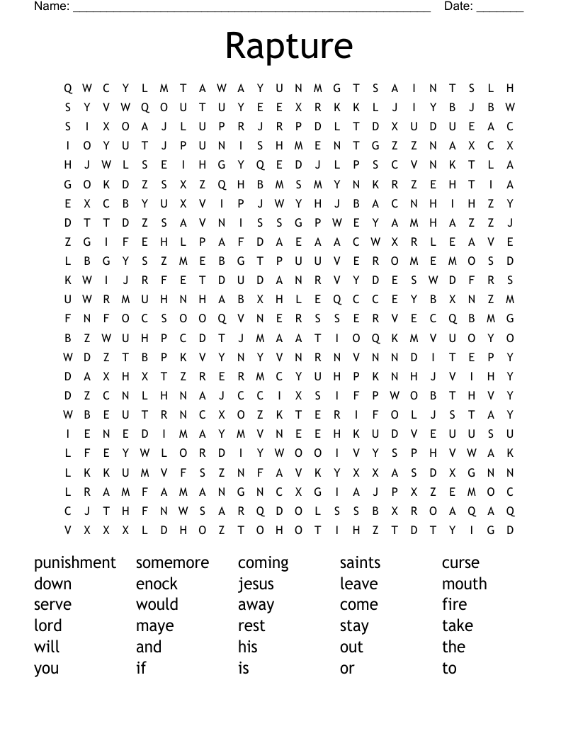 Rapture Word Search