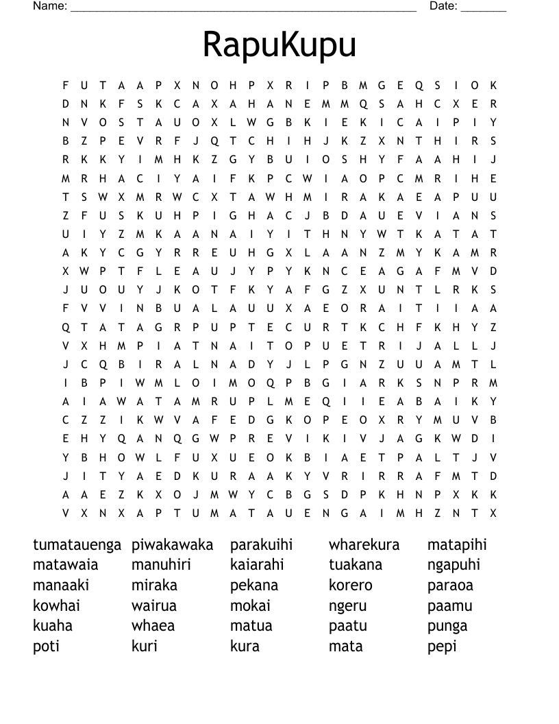 RapuKupu Word Search