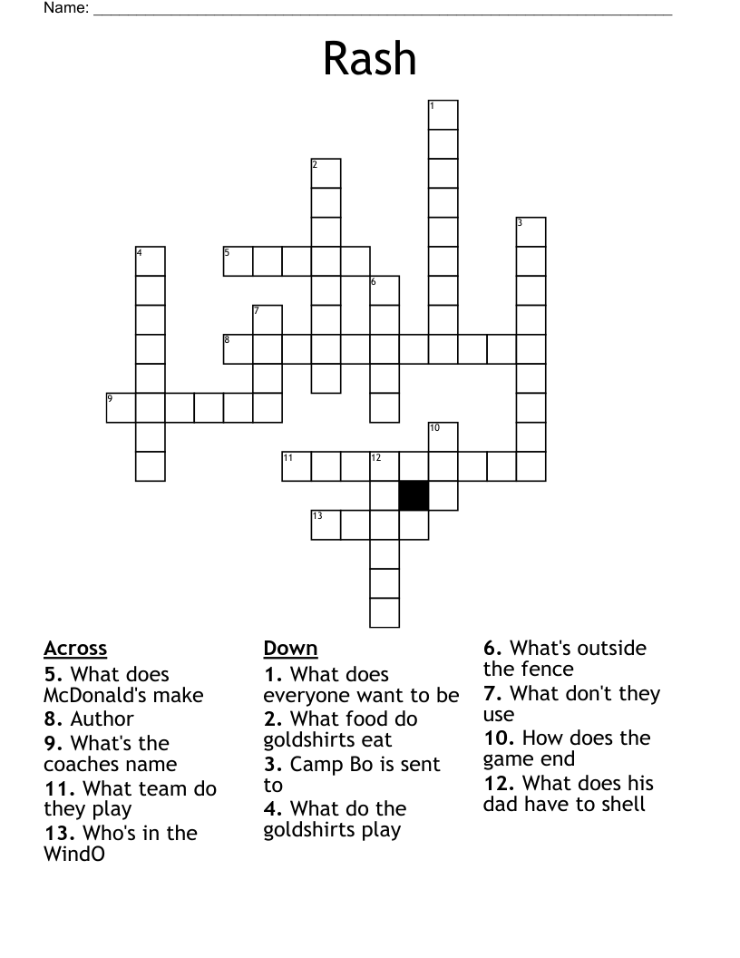 Rash  Crossword
