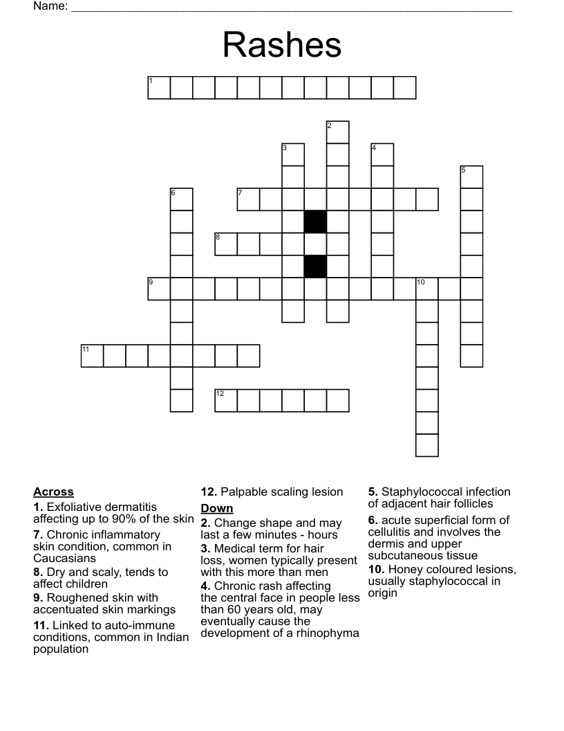 Rashes  Crossword