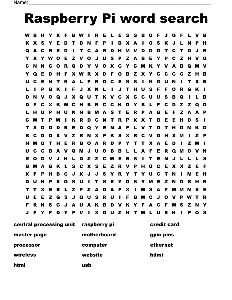 Raspberry Pi word search