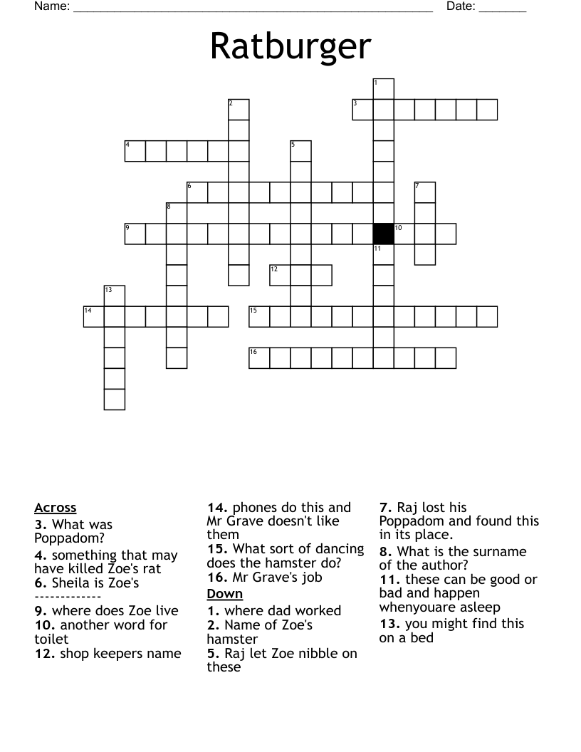 Ratburger Crossword