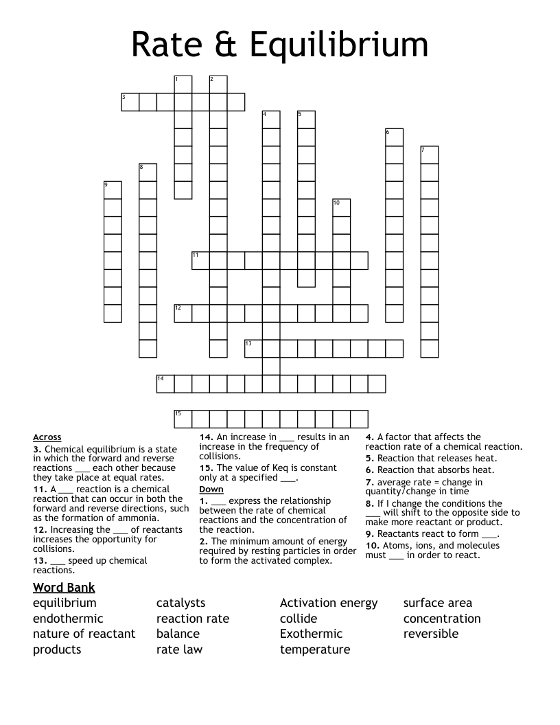 Rate & Equilibrium Crossword
