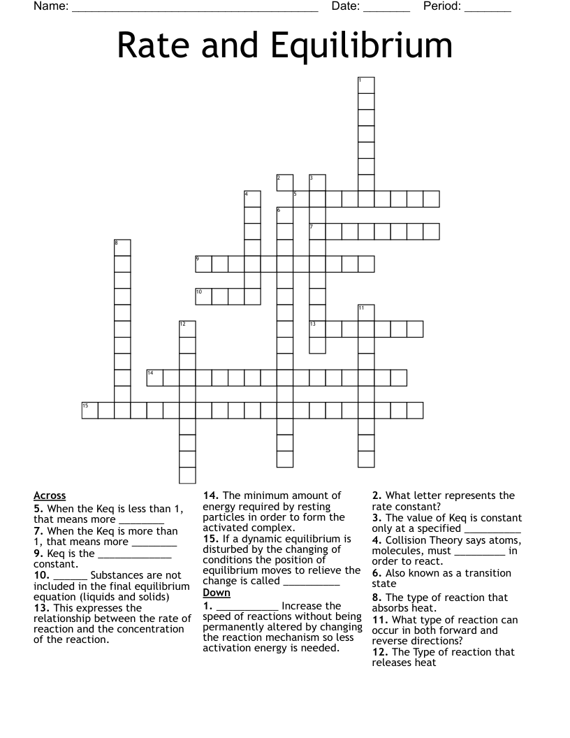 Rate and Equilibrium Crossword