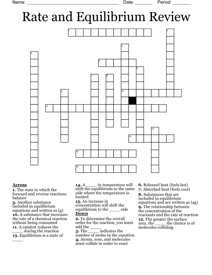 Rate and Equilibrium Review Crossword