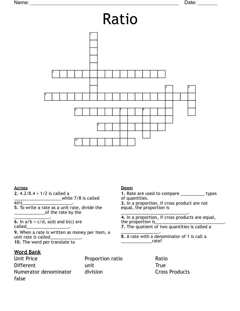 Ratio Crossword