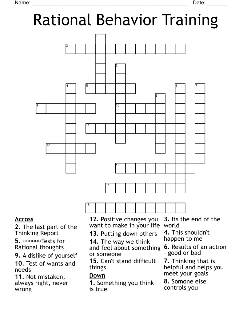 Rational Behavior Training Crossword