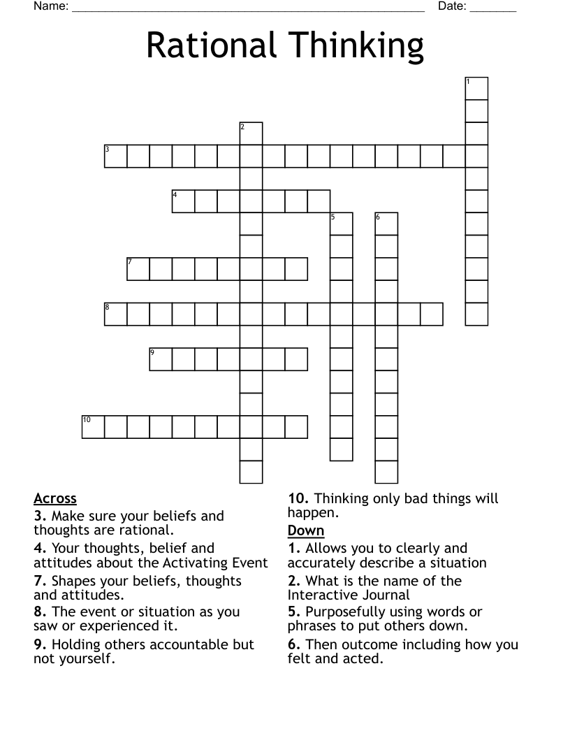 Rational Thinking Crossword