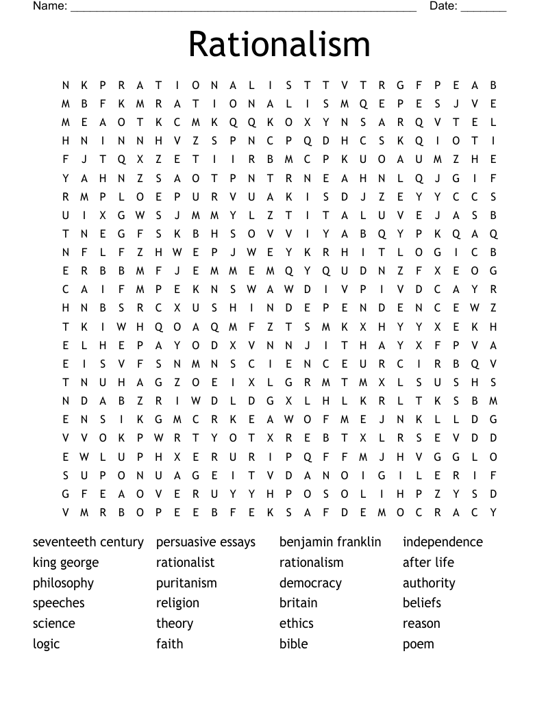 Rationalism Word Search